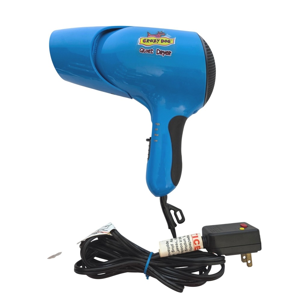 Crazy Dog Quiet Dryer‎ Blue Handheld Pet Grooming Hair Dryer Multiple Settings